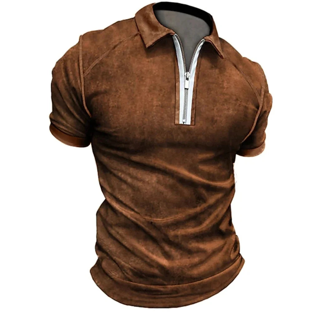 Summer Men Polo Men T Shirts High Quality Short Sleeves Man Pullover Tops Luxury T-shirt Breathable Clothes Casual Zip Clothings