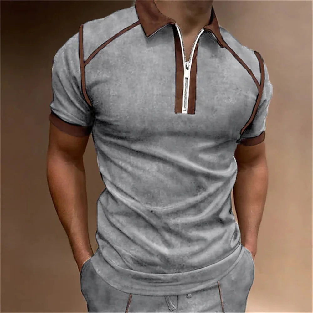 Summer Men Polo Men T Shirts High Quality Short Sleeves Man Pullover Tops Luxury T-shirt Breathable Clothes Casual Zip Clothings