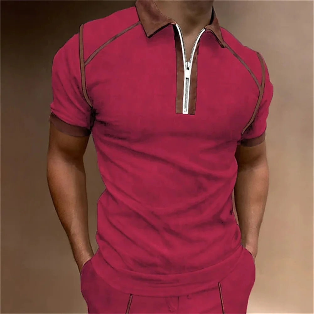 Summer Men Polo Men T Shirts High Quality Short Sleeves Man Pullover Tops Luxury T-shirt Breathable Clothes Casual Zip Clothings